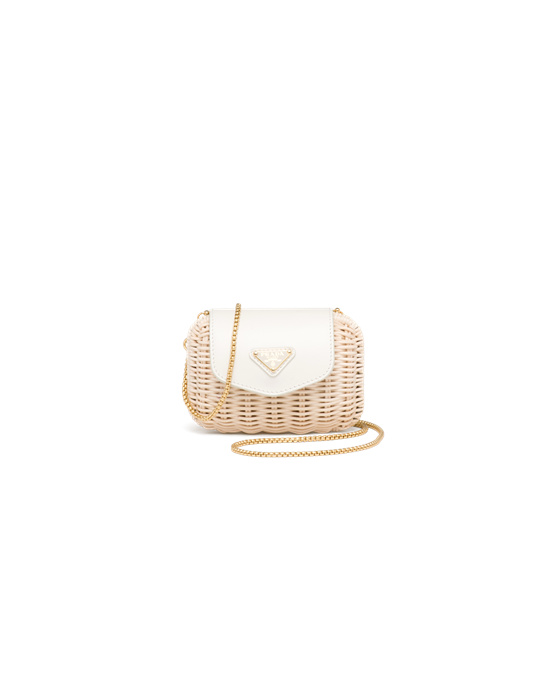 Prada Wicker And Læder Mini-pouch Bílé | 972461RST