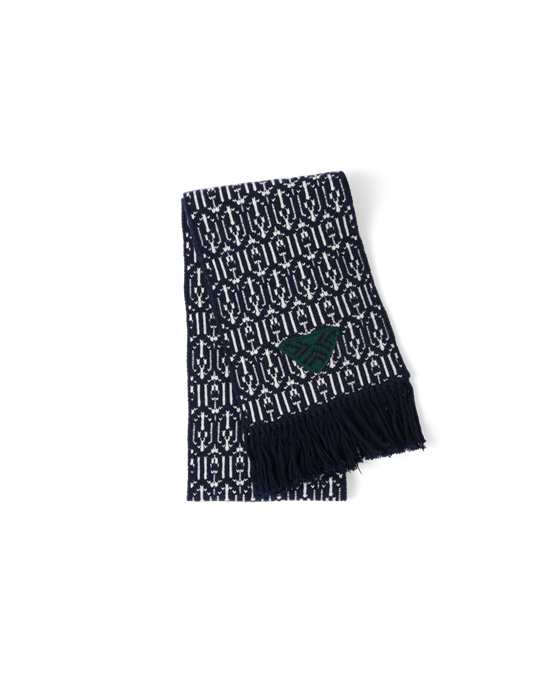 Prada Wool And Cashmere Jacquard Scarf Tmavě Blankyt | 637412FHX