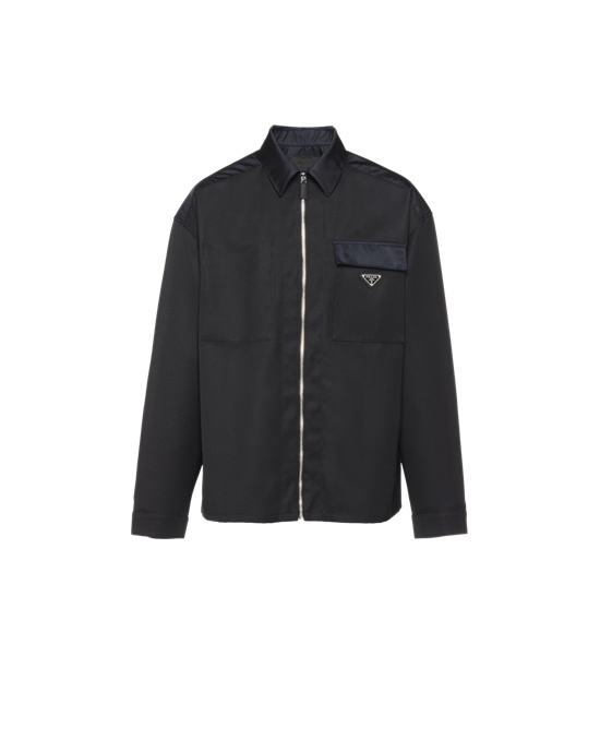 Prada Wool And Re-nylon Shirt Černé | 382064ACQ